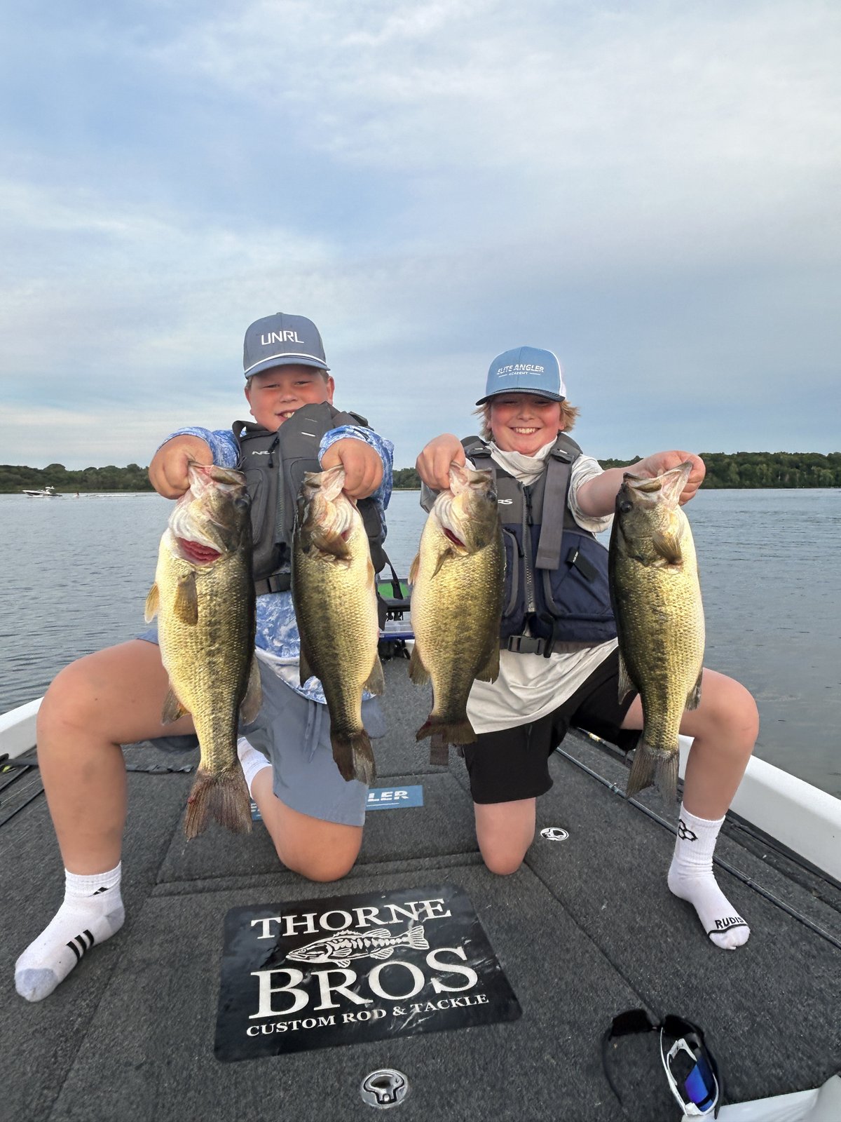 Joey and a fellow student angler showing their catches